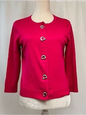 Premise Bright Pink Toggle Button-Front Cardigan Size Large